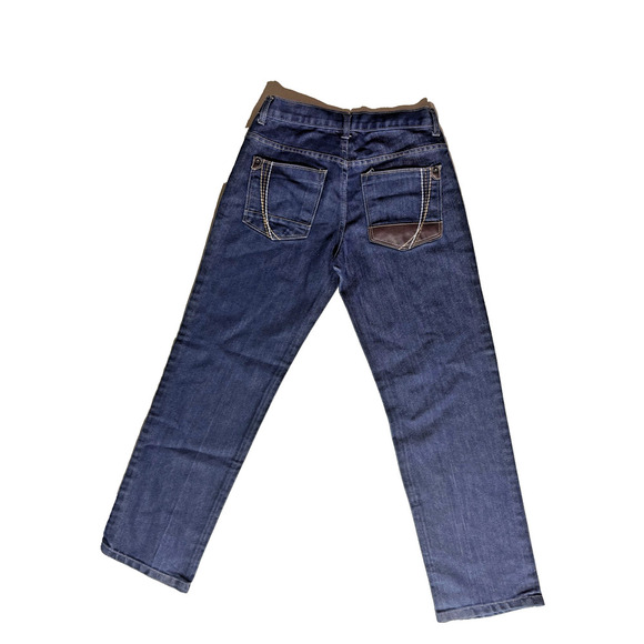 Denim & Cloth Y2K Jeans Womens 28 Straight Leg Brown Leather Crazy Back Hit - Picture 7 of 7